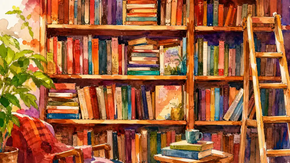 Books on a shelf